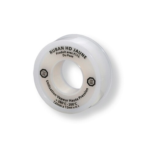 Ruban d'étanchéïté PTFE Vapeur 12 mm x 12 m blanc Ruban d'étanchéïté PTFE Vapeur 12 mm x 12 m blanc